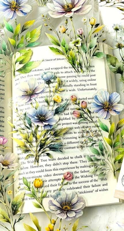 Průhledné samolepky květin - bílé - sada 10 ks