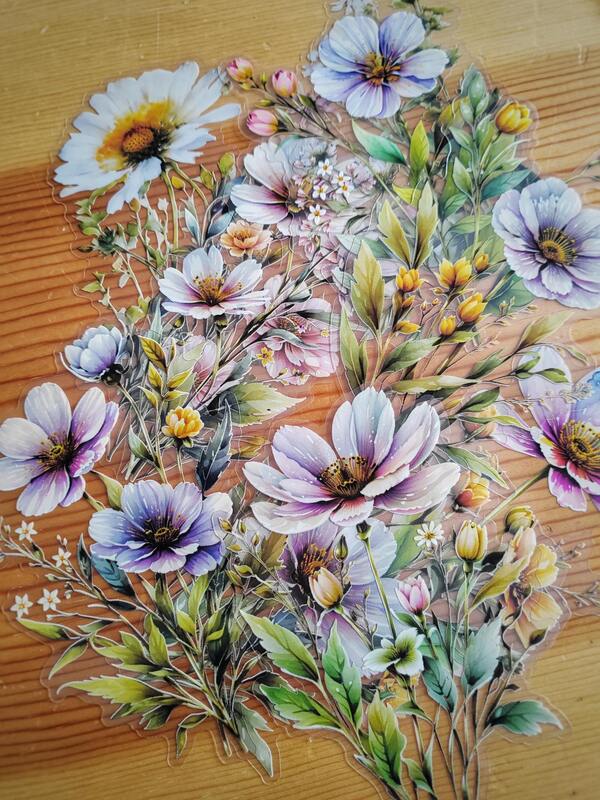 Průhledné samolepky květin - bílé - sada 10 ks