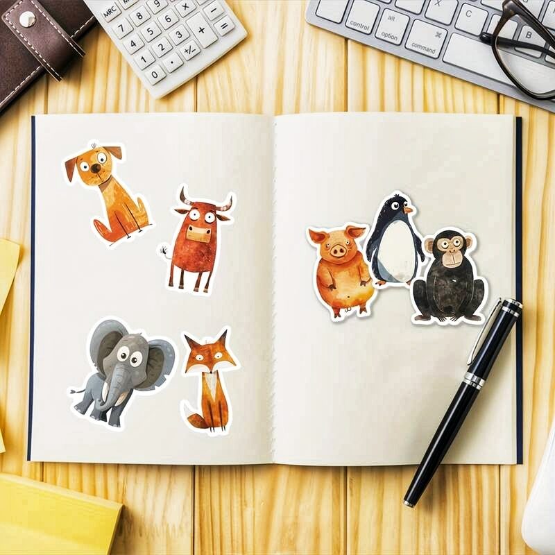 Papírové samolepky akvarelová zvířátka - sada 25 ks