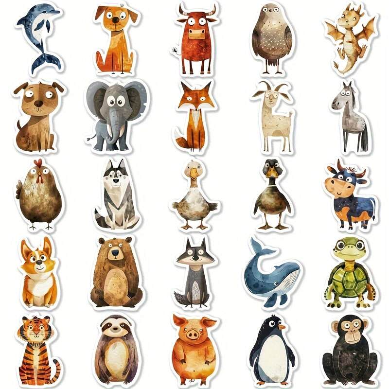 Papírové samolepky akvarelová zvířátka - sada 25 ks