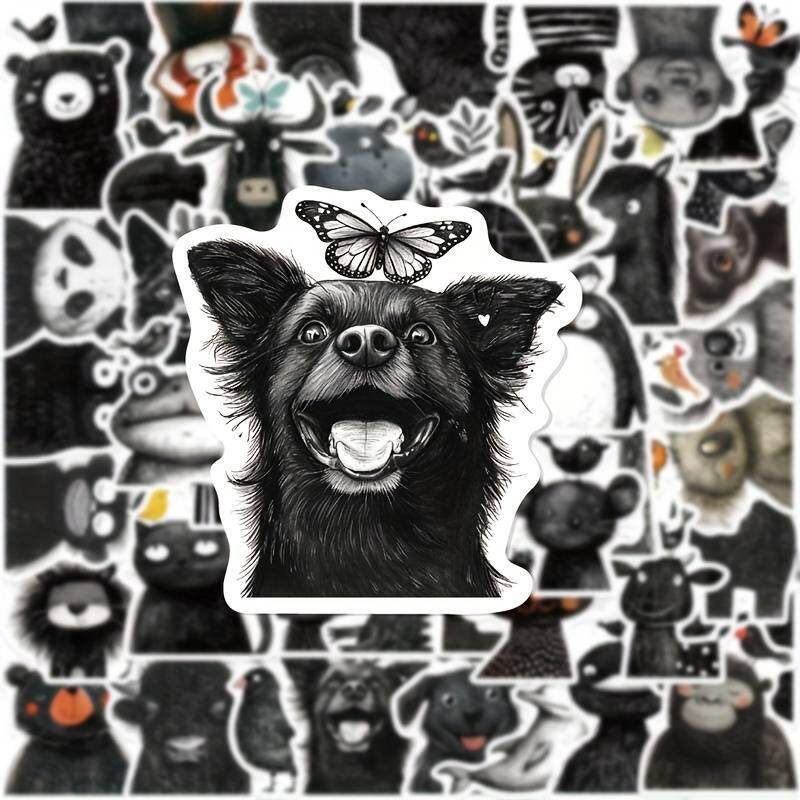 Papírové samolepky zvířátka perokresba - sada 25 ks