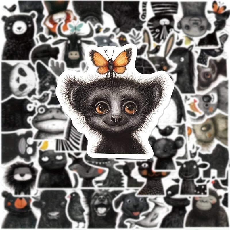 Papírové samolepky zvířátka perokresba - sada 25 ks