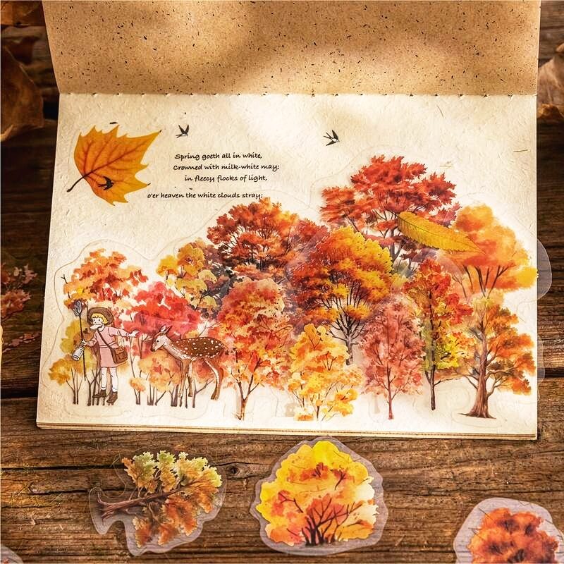 Průhledné samolepky "podzimní stromy" - sada 20 ks