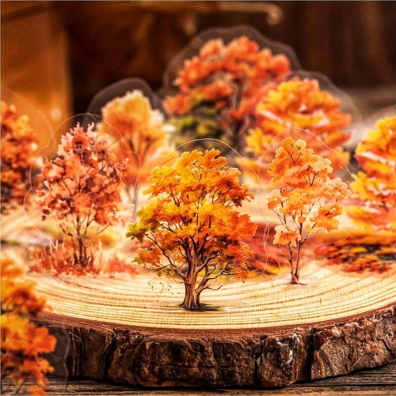 Průhledné samolepky "podzimní stromy" - sada 20 ks