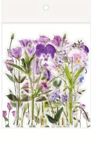 Průhledné samolepky "fialové květiny"