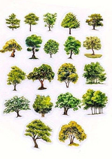 Průhledné samolepky "stromy" - sada 20 ks