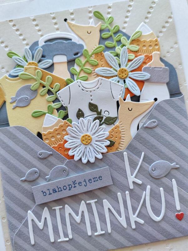 Přání ruční výroba -  Lišky - blahopřejeme k miminku