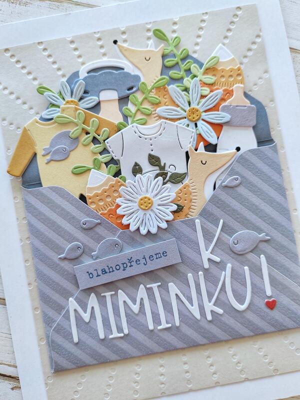 Přání ruční výroba -  Lišky - blahopřejeme k miminku