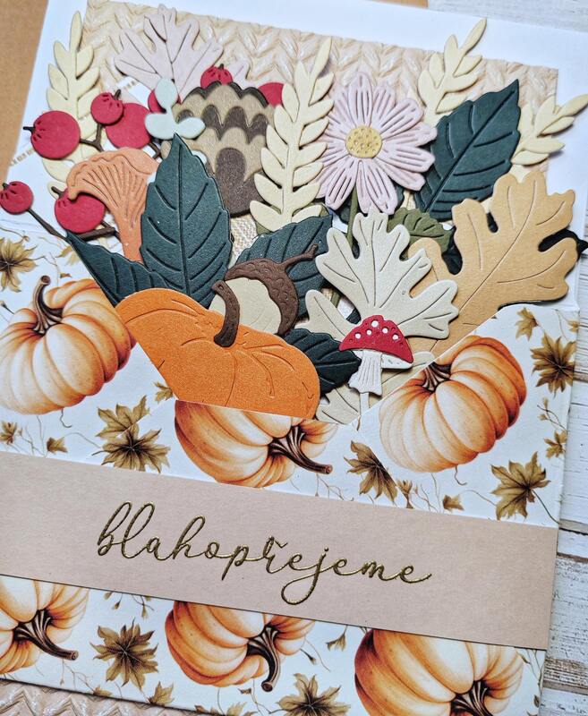 Přání ruční výroba -  Podzim v obálce - 1 ks