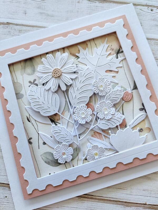 Přání ruční výroba -  Květiny jemné bílé