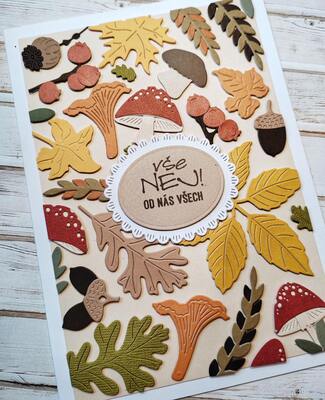 Přání ruční výroba -  Podzim - Vše nej! - 1 ks