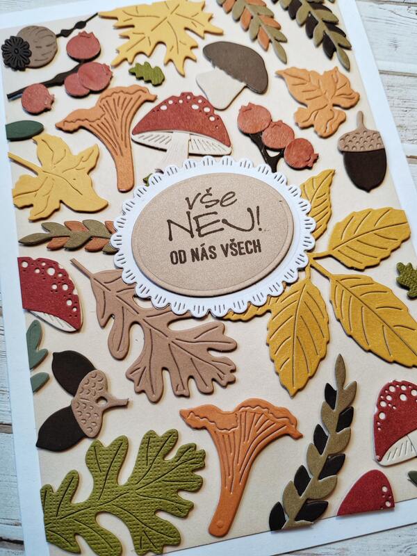 Přání ruční výroba -  Podzim - Vše nej! - 1 ks