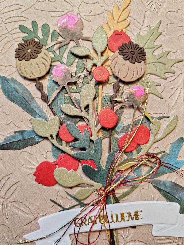 Přání ruční výroba -  Podzimní kytice - 1 ks