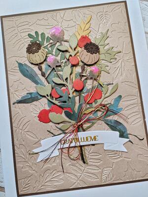 Přání ruční výroba -  Podzimní kytice - 1 ks