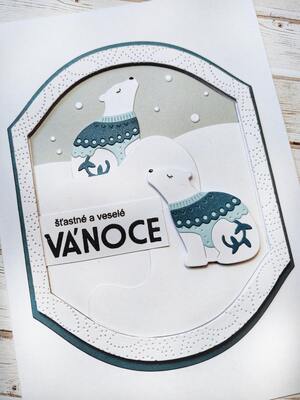 Přání ruční výroba -  Lední medvědi - 1 ks