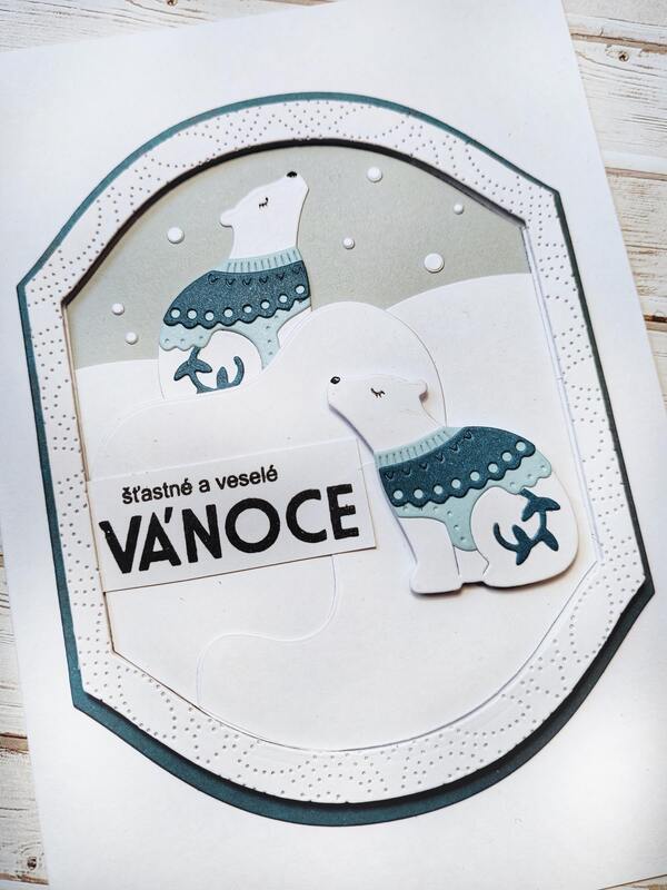 Přání ruční výroba -  Lední medvědi - 1 ks