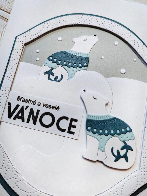 Přání ruční výroba -  Lední medvědi - 1 ks