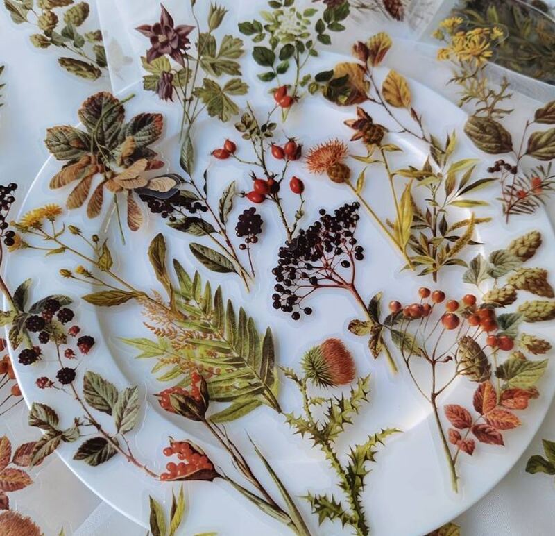 Průhledné samolepky "podzim 2" - sada 20 ks