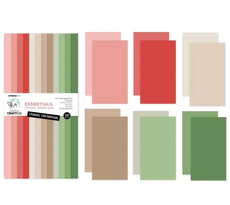 Barevné papíry 30 x 15 cm - Studio Light - Classic Christmas - sada 24 listů