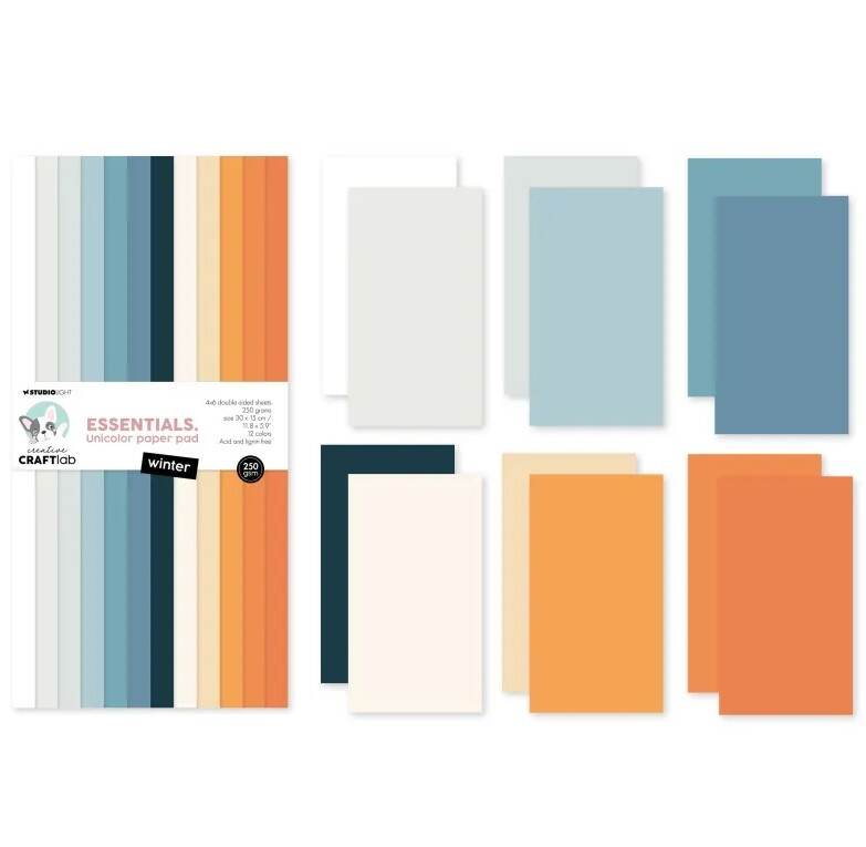 Barevné papíry 30 x 15 cm - Studio Light - Winter - sada 24 listů