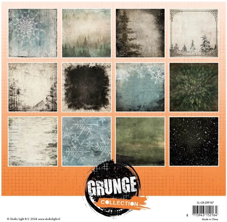 Potištěné papíry 20,3 x 20,3 cm - Studio Light - Grunge - sada 36 listů