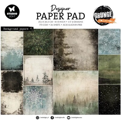 Potištěné papíry 20,3 x 20,3 cm - Studio Light - Grunge - sada 36 listů