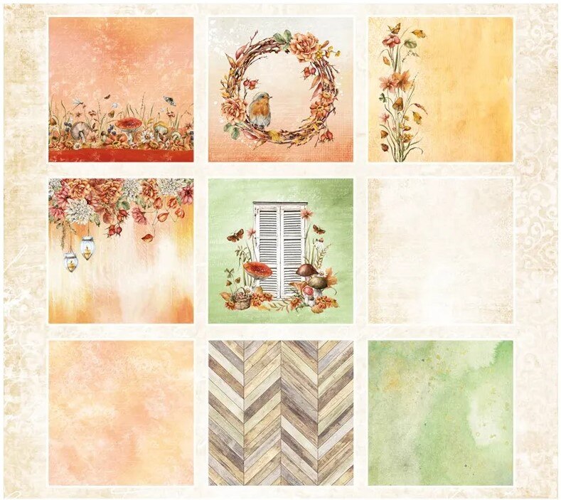 Potištěné papíry 15 x 15 cm - Studio Light - Podzim v zahradě - sada 36 listů