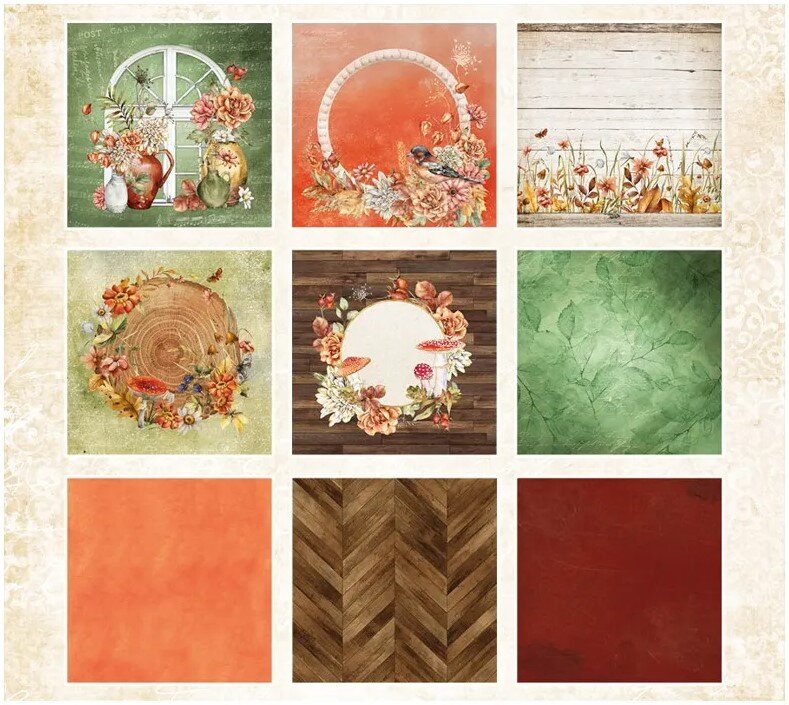 Potištěné papíry 15 x 15 cm - Studio Light - Podzim v lese - sada 36 listů