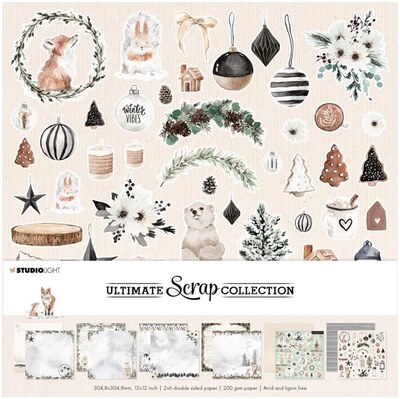 Scrapbookové papíry 30,5 x 30,5 cm - Studio Light - Zasněžené Vánoce - sada 12 listů