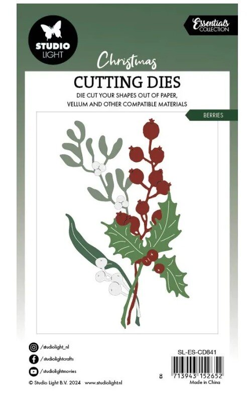 Vyřezávací šablony Studio Light - zimní bobule - sada 6 ks