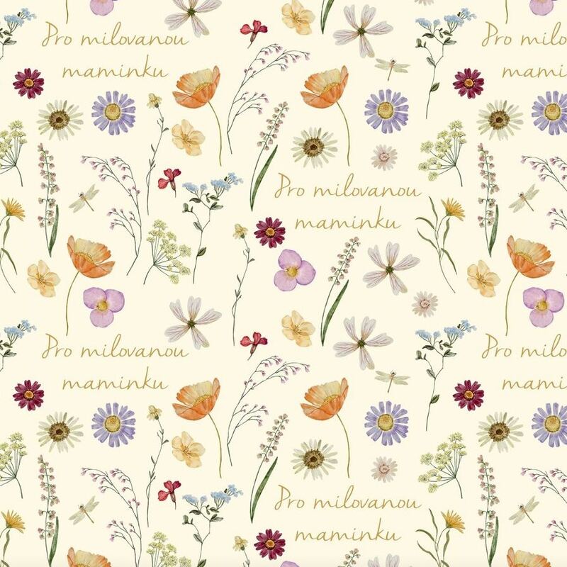 Balicí papír 70 x 100 cm - 125 g/m2 - Milované mamince - 1 arch