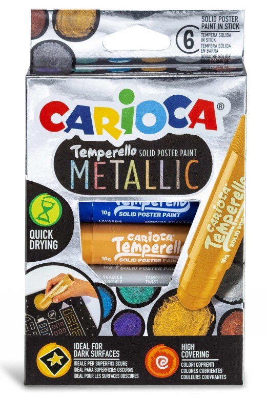 Temperové barvy CARIOCA Metallic - sada 6 ks
