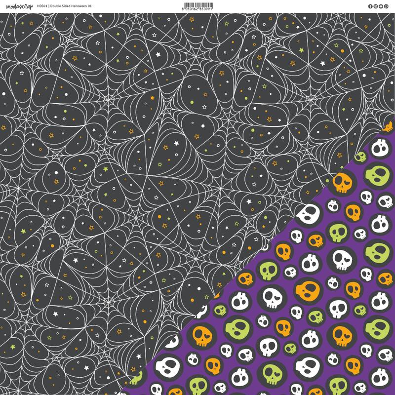 Oboustranný papír 12x12" MODA SCRAP Halloween 01 - pavučiny - 1 list