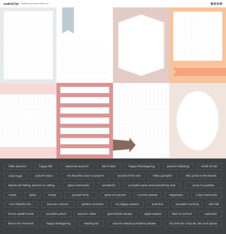 Papíry MODA SCRAP 12x12" - Autumn Vibes - sada 13 listů