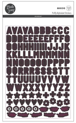 Nálepky MODA SCRAP - Puffy abeceda černá - sada 122 ks