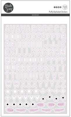 Nálepky MODA SCRAP - Puffy abeceda bílá - sada 122 ks