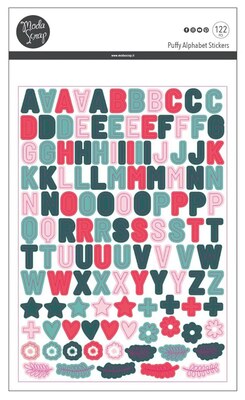 Nálepky MODA SCRAP - Puffy abeceda zelené, červené - sada 122 ks