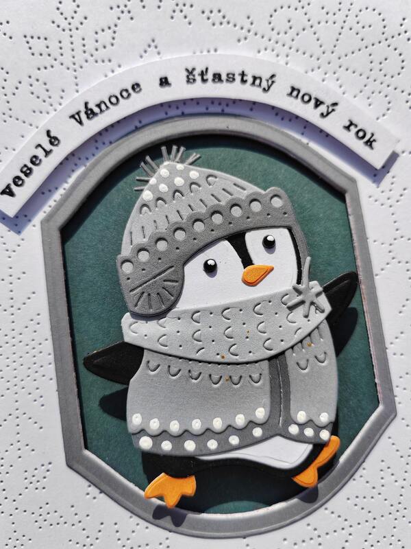 Přání ruční výroba -  Tučňák 3D efekt - 1 ks