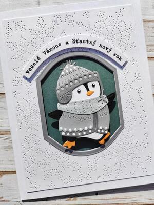 Přání ruční výroba -  Tučňák 3D efekt - 1 ks