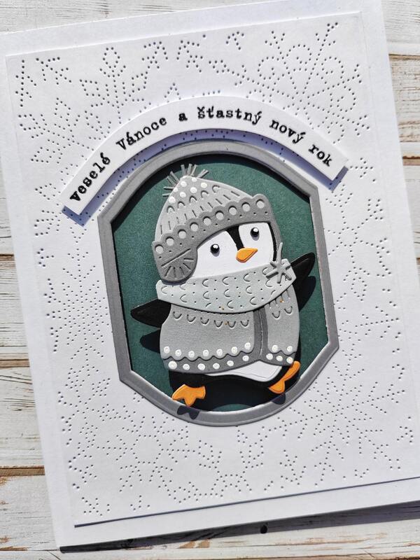 Přání ruční výroba -  Tučňák 3D efekt - 1 ks