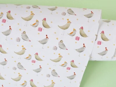 Vánoční balicí papír MANKAI A2 - Ptáčci v kulichu - 1 arch