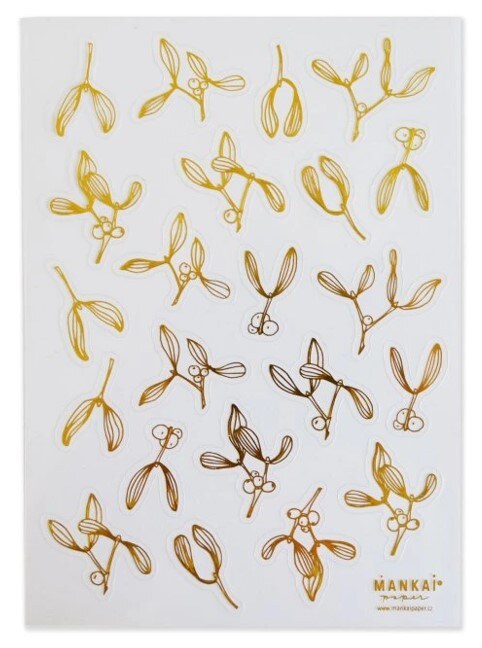 Designové průhledné zlaté samolepky MANKAI Jmelí - arch 22 ks
