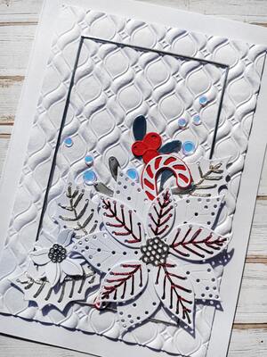 Přání ruční výroba -  Vánoční hvězda - vyšívaná ozdobnou nití 2 - 1 ks