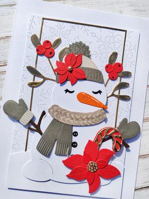 Přání ruční výroba -  Sněhulák 2 - 1 ks