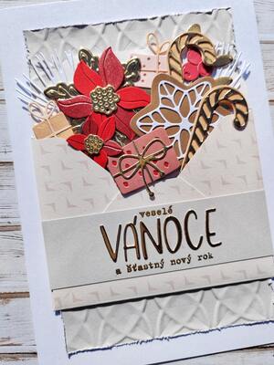 Přání ruční výroba -  Vánoce v obálce 2 - 1 ks