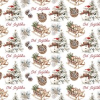 Vánoční balicí papír 70 x 100 cm - 135 g/m2 - Od Ježíška (zasněžené šišky) - 1 arch