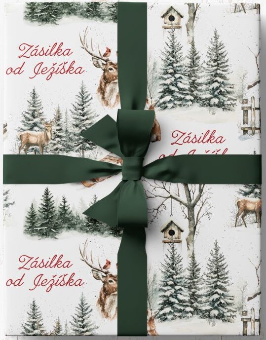 Vánoční balicí papír 70 x 100 cm - 135 g/m2 - Zasněžený les - 1 arch