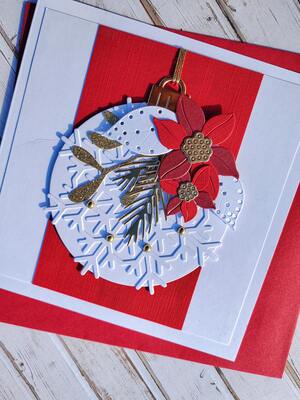 Přání ruční výroba - Vánoční ozdoba - bílo-zlatá - 1 ks