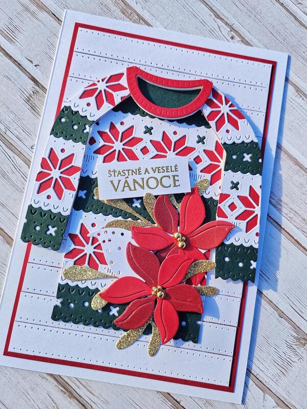 Přání ruční výroba - Vánoční svetr - 1 ks