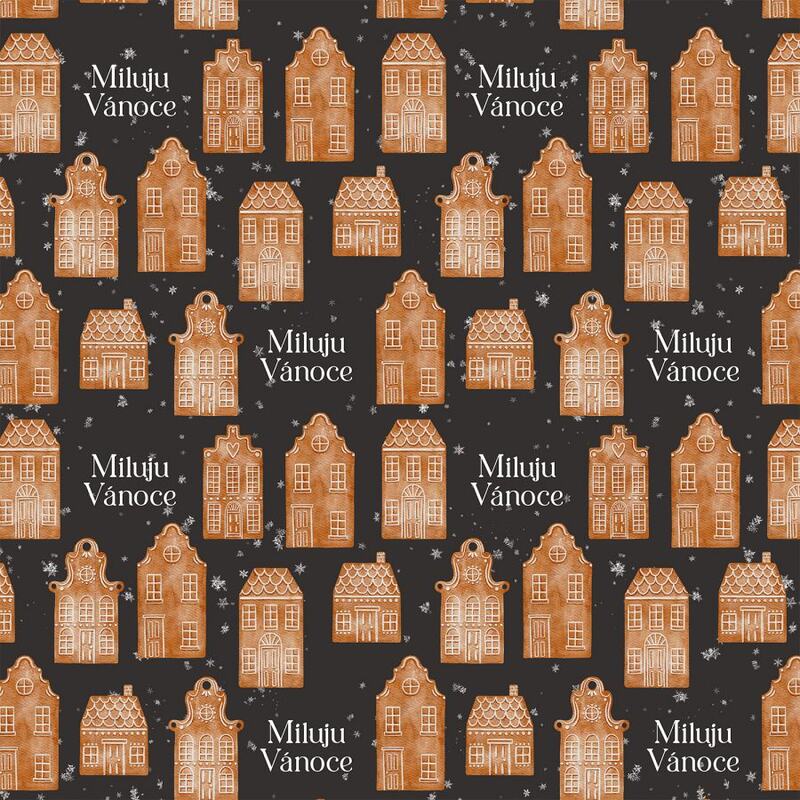 Vánoční balicí papír 70 x 100 cm - 115 g/m2 - Perníkové městečko - 1 arch